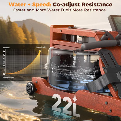 YOSUDA Water Rowing Machines for Home Use, Foldable Rower Machine 400LBS Weight Capacity with Dedicated Monitor