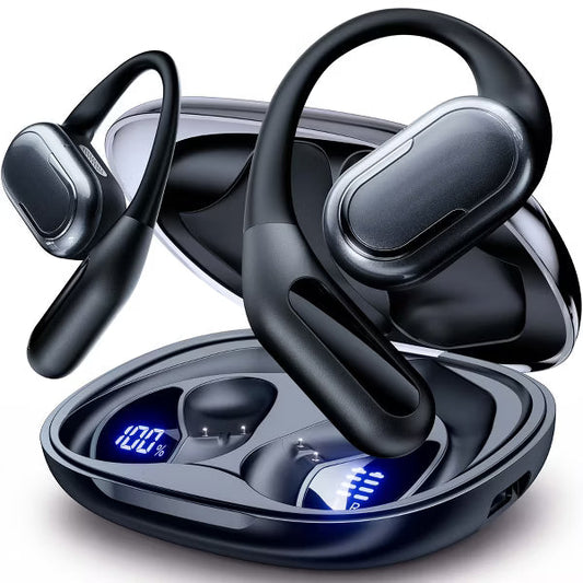 VEATOOL Wireless Earbuds Open Ear Headphone Sport, Bluetooth 5.4 Earbud, 50Hrs Earphone with Earhook, Noise Cancelling Mic