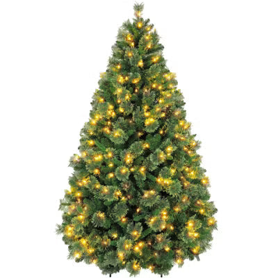 Vivatrees 3FT Pre-Lit Potted Christmas Tree Pine Artificial Xmas Tree with Warm White LED Lights for Living Room Home Office Indoor Holiday Decor
