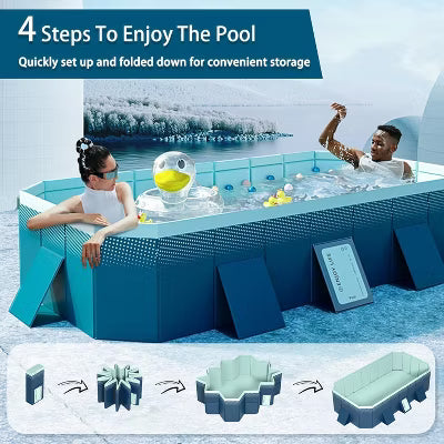 ELJGET 70.9in Foldable Pool, Non-Inflatable PVC Swimming Pool for Kids, Adults and Pets, Large Portable Kids Pool for Outdoor Backyard Garden