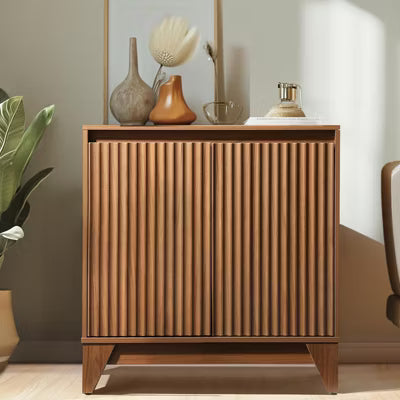 KOLIGEY 32" Tall 2 Door Accent Brown Cabinet With Adjustable Shelf