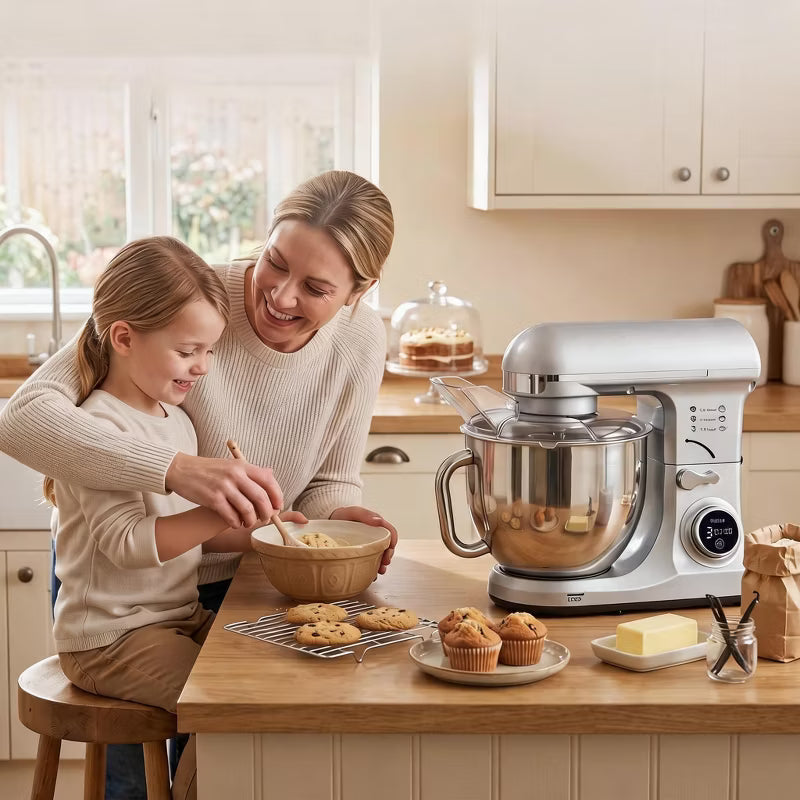 Garvee 5.3QT Tilt‑Head Stand Mixer, 500W 8‑Speed Kitchen Mixer, Stainless Steel Bowl, Dough Hook, Flat Beater & Wire Whisk for Bread, Cake, Cookies