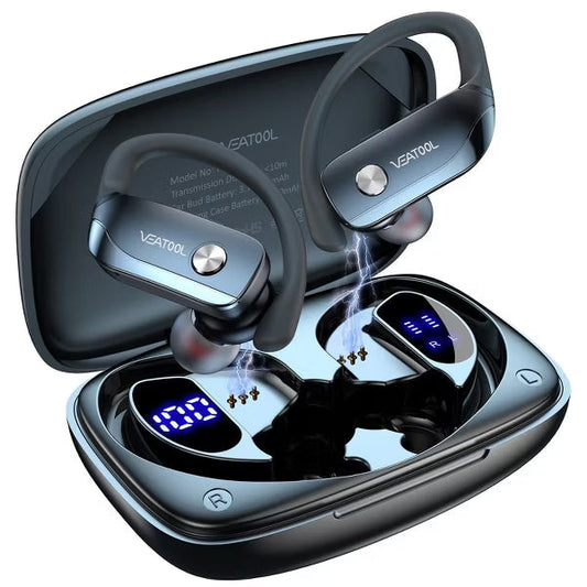 VEATOOL T6 Wireless Earbuds Bluetooth Headphone Sport, Bluetooth 5.4 Earbud, 72Hrs Earphone with Earhook