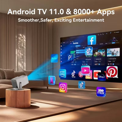 4K Portable Smart Projector, Auto Keystone, iOS/Android Compatible, Black