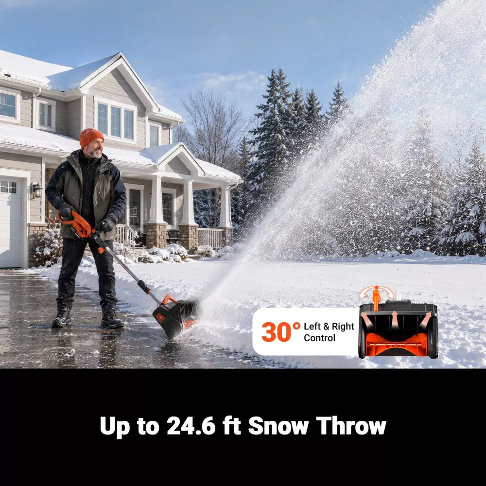 VOLTASK 24V 13‑Inch Cordless Snow Shovel, Electric Snow Blower, 4.0Ah Battery & Quick Charger, Lightweight for Driveway Sidewalk