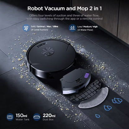 Teendow 2 in 1 Robot Vacuum and Mop Combo,8000Pa Self-Charging Robotic Vacuum Cleaner for Pet Hair, Hard Floors & Carpets,120-Min, App & Voice Control