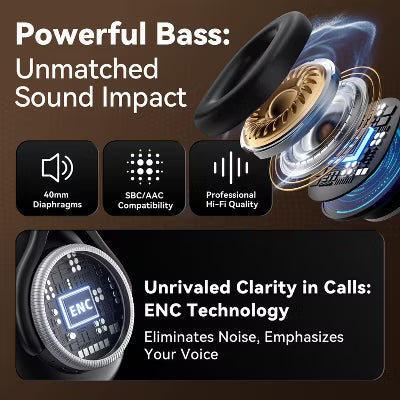 Active Noise Cancelling Headphones,60H Playtime Bluetooth 6.0 Wireless Headphones