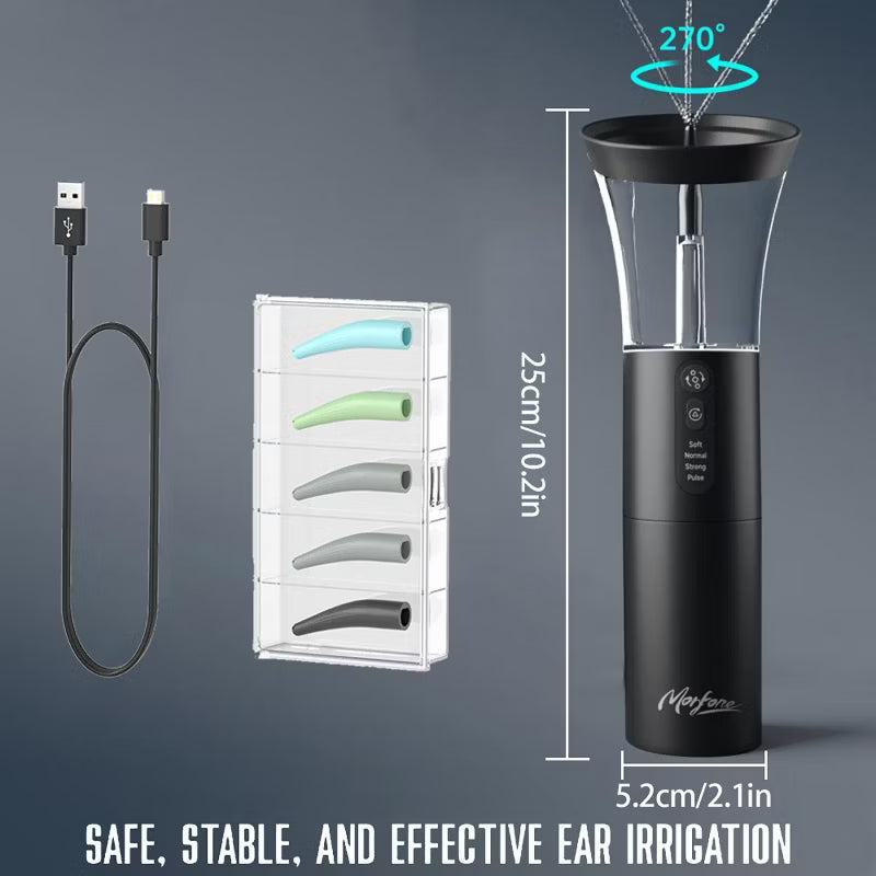 Morfone Electric Ear Cleaning Kit Effective&Safe Ear Cleaner Irrigation Flushing System 4 Pressure Modes for Ear Wax Buildup.
