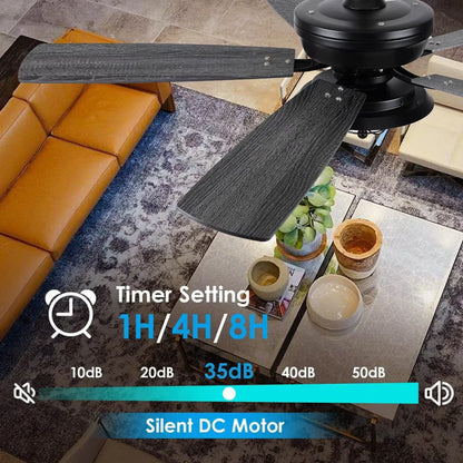 Kviflon 52 Inches Downrod Ceiling Fan with Light,3CCT LED Light,Reversible DC Motor,2 Downrod Inside