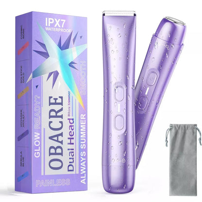 Hoey Women's 2-in-1 Electric Bikini Trimmer & Shaver - IPX7 Waterproof Rechargeable Hair Remover