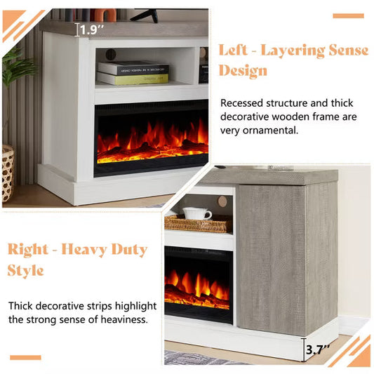 75" TV Stand with 60" Glass Electric Fireplace