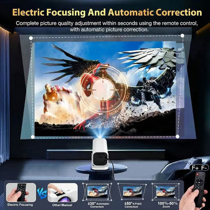 Mini Portable Projector, 4K Smart Projector with WiFi 6 BT 5.0, Home Video Projector Built-in Android 11.0 OS, Auto Keystone Function