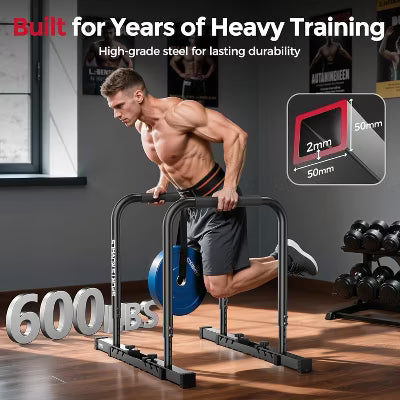 Sportsroyals Adjustable Dip Bar Station,Heavy Duty Parallette & Parallel Bars,400LBS Stable Dip Stands for Home Gym,Calisthenics & Workout Equipment