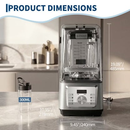 2200W High-Speed Commercial Countertop Blender - 68oz Jar, 28000 RPM, Smart Touch 6 Programs, Stainless Steel 6-Blade, Ice Crushing, Quiet Operation