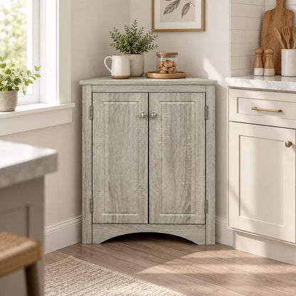 LauKingdom Triangle Storage Cabinet with Adjustable Shelves, Bathroom Storage Cabinet, Kitchen Decor, Freestanding Floor Cabinet for Kitchen, Bathroom