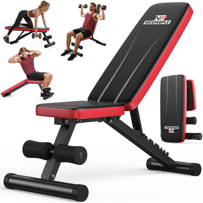 FLYBIRD Basic Adjustable Weight Bench for Home Gym, Foldable Workout Bench with 8 Backrests, 660LBS Weight Capacity