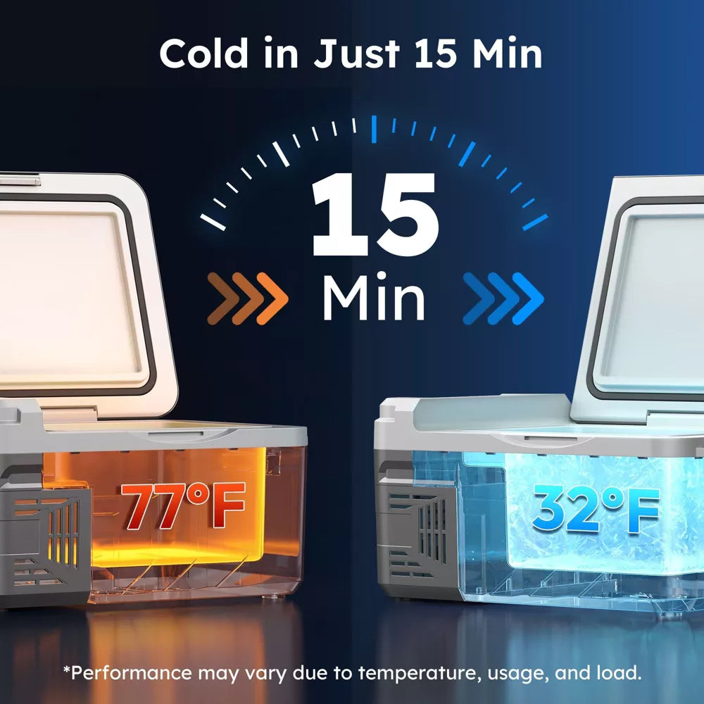 EUHOMY 12Qt/11L Portable Car Refrigerator with Freezer, 12 Cans 12V Mini Fridge with APP Control, Gray