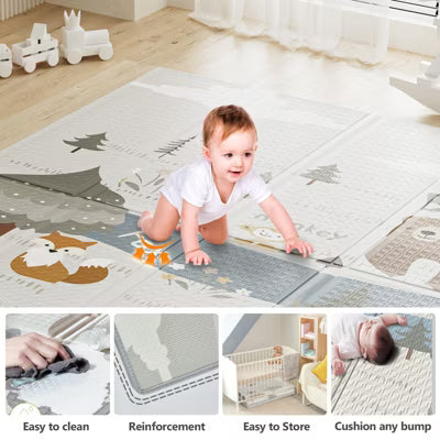 Fodoss Baby Playpen with Mat ，47 x 47 In Playpen for Babies and Toddlers, Indoor & Outdoor Activity Center, Safety Baby Fence (Grey)