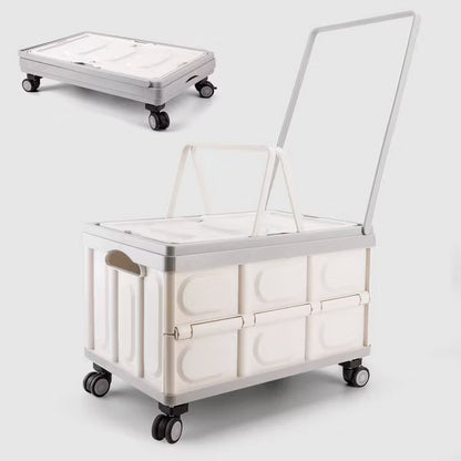 VUSIGN 55L 11.6''x20.8'' Foldable Storage Crates with Swivel Wheels Light Beige