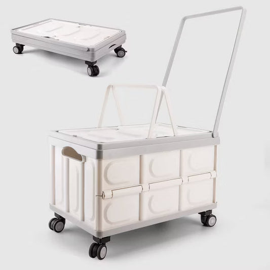 VUSIGN 55L 11.6''x20.8'' Foldable Storage Crates with Swivel Wheels Light Beige