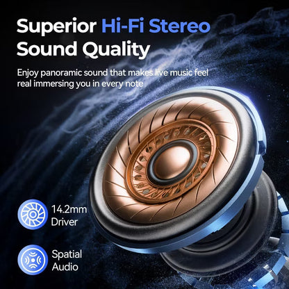 VEATOOL Wireless Earbuds Open Ear Headphone Sport, Bluetooth 5.4 Earbud, 50Hrs Earphone with Earhook, Noise Cancelling Mic