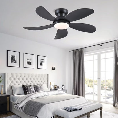 Kviflon 42 Inch Low Profile Modern Ceiling Fan, Reversible DC Motor,5 Blades,6 Speed, App and Remote Control