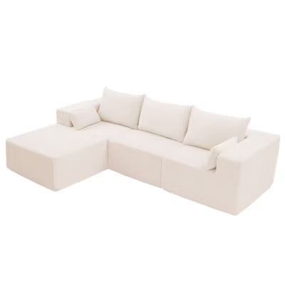 105.51 in Corduroy Modular L-shaped Sectional Sofas set With Ottoman