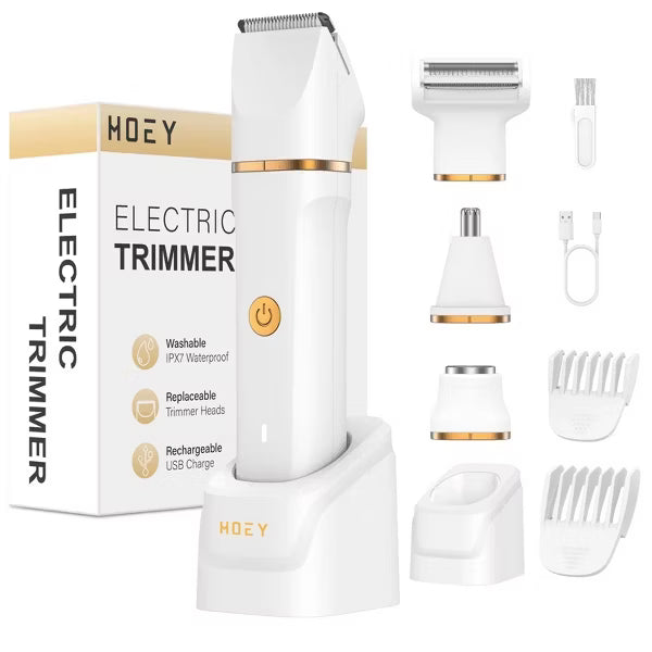 Hoey Women’s 4 in 1 Electric Grooming Kit and Bikini Trimmer - Waterproof Cordless Shaver