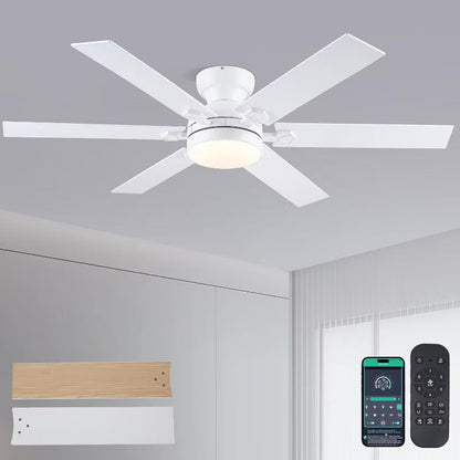 Kviflon 52" Flush Mount Low Profile Ceiling Fan ,for Kitchen,Patio,Bedroom