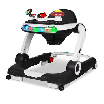 Kinder King 5-in-1 Baby Walker with Music & Lights, Activity Center for Toddler, Adjustable Height, Safety Bumper