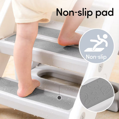 Foldable Kids Step Stool for Bathroom Sink, Adjustable Toddler Toilet Ladder & Kitchen Helper with Non-Slip Design