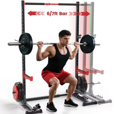 FLYBIRD Squat Rack with Pull-Up Bar, Adjustable Multi-Functional Power Rack, Inner Width Squat Rack Stand