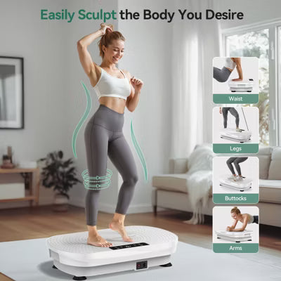 FEIERDUN Vibration Plate Exercise Machine, Curved Vibration Plate for Lymphatic Drainage Weight Loss