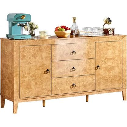 AMERLIFE High Gloss Burl Buffet Sideboard Cabinet