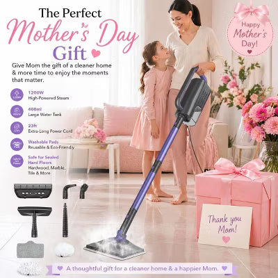 Teendow Steam Mop Floor Cleaner, 1200W Steam Cleaner,400ml Water Tank, 23ft Power Cord with Washable Pads for Sealed Hard Floors, Hardwood, Marble