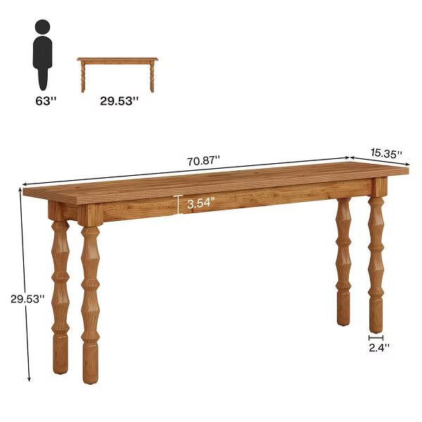 Resenkos Entryway Table, Console Sofa Table,70.9" Console Table, Wood Sofa Table Behind Couch Brown