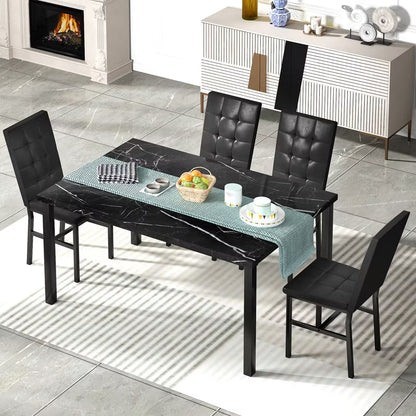 Hooseng Dining Table Set for 4, 5-Piece Kitchen Table Chairs Set, Rectangle Dining Room Table set with Four Chairs for Dining or Living Room