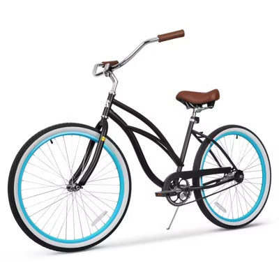 Hykolity 26 inch Cruiser Bike Beach Bicycle Single Speed Commuter City Bikes for Women Men Adult with Coaster Brake Comfortable Seat Black
