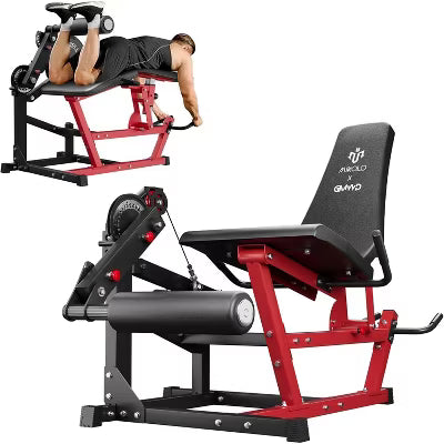 Mikolo Leg Extension and Curl Machine, Adjustable Leg Curl Machine, Seated Leg Extension and Lying Curl Machine for Home Gym, Red
