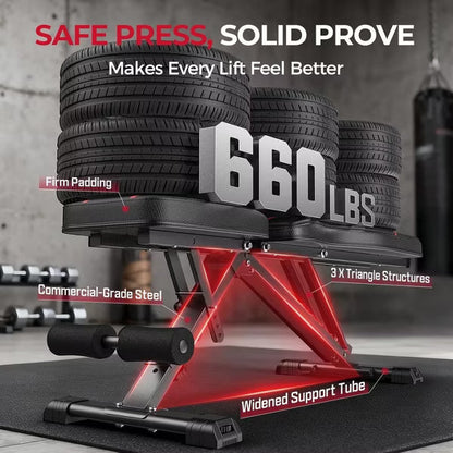 FED FITNESS Adjustable Folding Workout Bench, Foldable Strength Training Bench for Home Gym, Space-Saving Workout Bench
