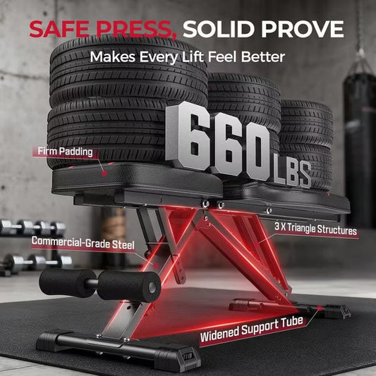 FED FITNESS Adjustable Folding Workout Bench, Foldable Strength Training Bench for Home Gym, Space-Saving Workout Bench