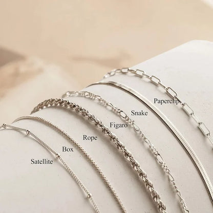 BRINJOY Exquisite 925 Silver-Plated Women's Bracelet Set Paperclip Box Herringbone Figaro Cord Chain Bracelet Fashion Set