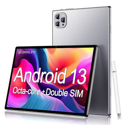 VEAT00L F11 Android 13 Tablet, 6GB(4+2) RAM, 64GB ROM, 128GB Expand, Quad-Core Processor up to 2.0 GHz, Dual Camera, WiFi, BT, 6000mAh,1280x800 HD