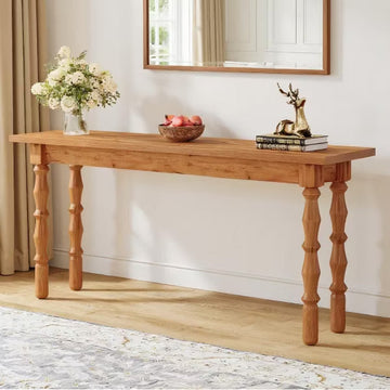 Resenkos Entryway Table, Console Sofa Table,70.9" Console Table, Wood Sofa Table Behind Couch Brown