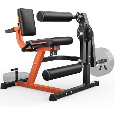 Leg Extension and Curl Machine, Lower Body Special Leg Machine, Adjustable Leg Exercise with Plate Loaded, Leg Rotary Extension, Orange