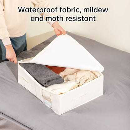 VUSIGN 3pk Under Bed Zippered Storage with Window Light Beige