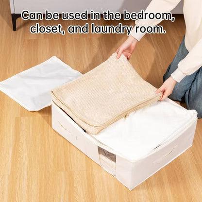 VUSIGN 3pk Under Bed Zippered Storage with Window Light Beige