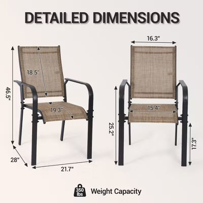 BOSMILLER Patio Chairs Set of 4, Outdoor Dining Chairs High Back, All-Weather Padded Textilene Rocker Chair for Lawn Porch Garden, Brown(Set of 4)