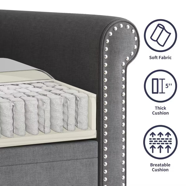Mjkone 3 Piece Linen Living Room Sofa Set,Modern 3-Seater Sofa Couch&Loveseat Sofa&Single Sofa Armchair Set-Dark Grey