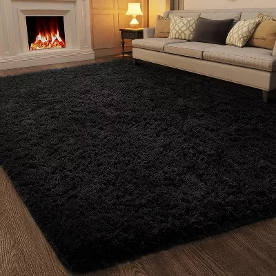 LOVEVOOK 5x7 Feet Black Area Rugs for Living Room Bedroom, Non-Slip Fluffy Soft Shag Rug, Plush Carpet for Home Dorm Decor Aesthetic